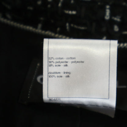 Chanel Logo Tweed Gripoix Button Double Breasted Jacket Black — view 8