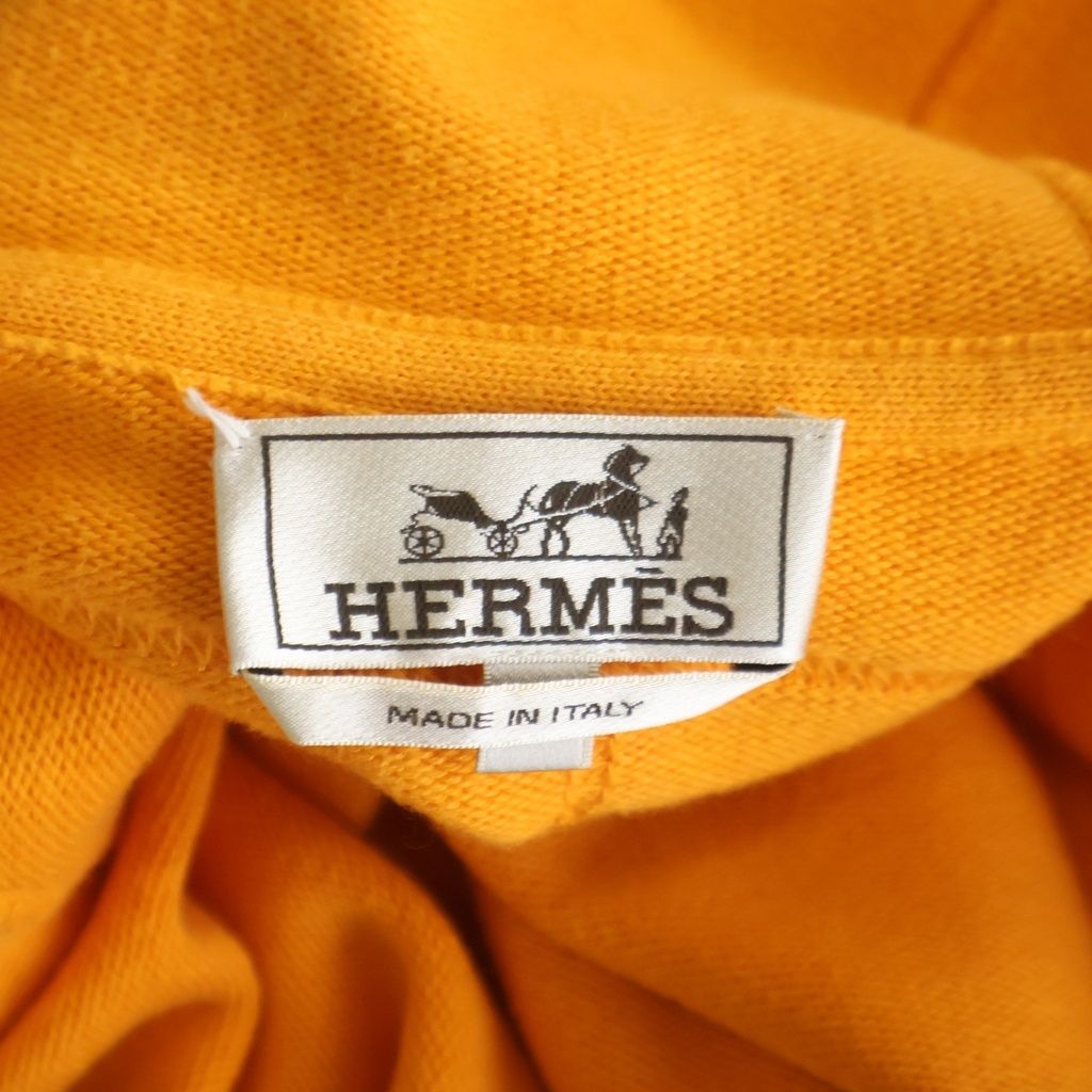 Hermes Cashmere Blend Cotton Knit Zip Up Hoodie Orange — view 6