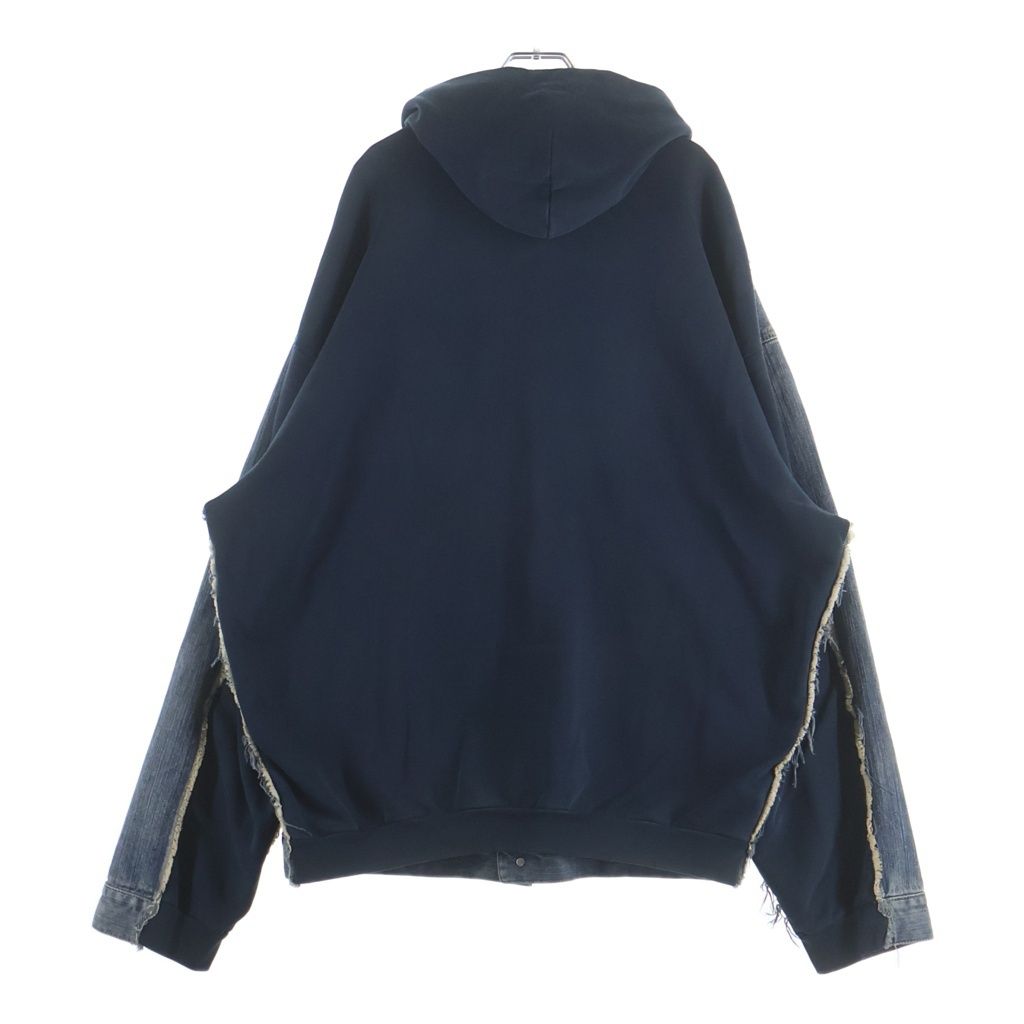 Balenciaga Hooded Sweatshirt Denim Jacket Switchable Hybrid Navy Indigo — view 2