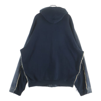 Balenciaga Hooded Sweatshirt Denim Jacket Switchable Hybrid Navy Indigo — view 2