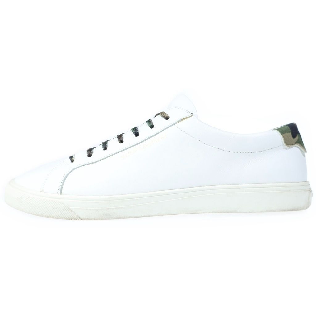 Saint Laurent Paris Camouflage Lace Low Cut Sneakers White Khaki