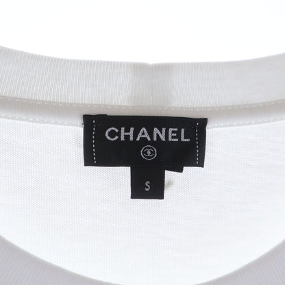 Chanel Heart CC Logo Front Print Short Sleeve T-Shirt White — view 6
