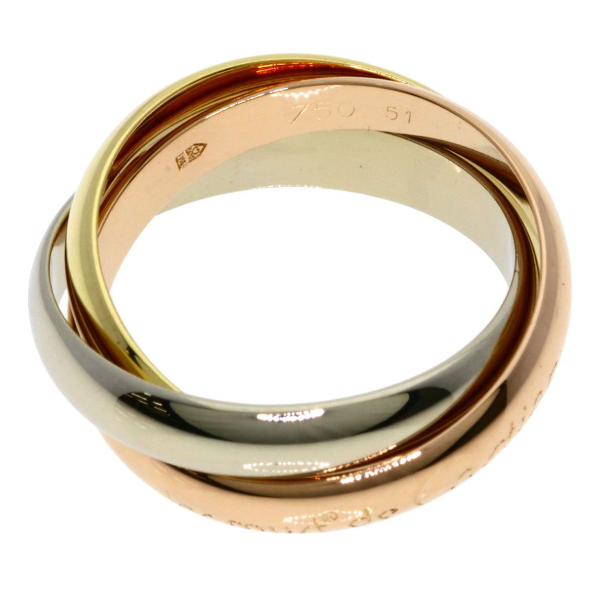 Cartier Trinity 51 Ring 18k Yellow Gold 18k Pink White — view 3