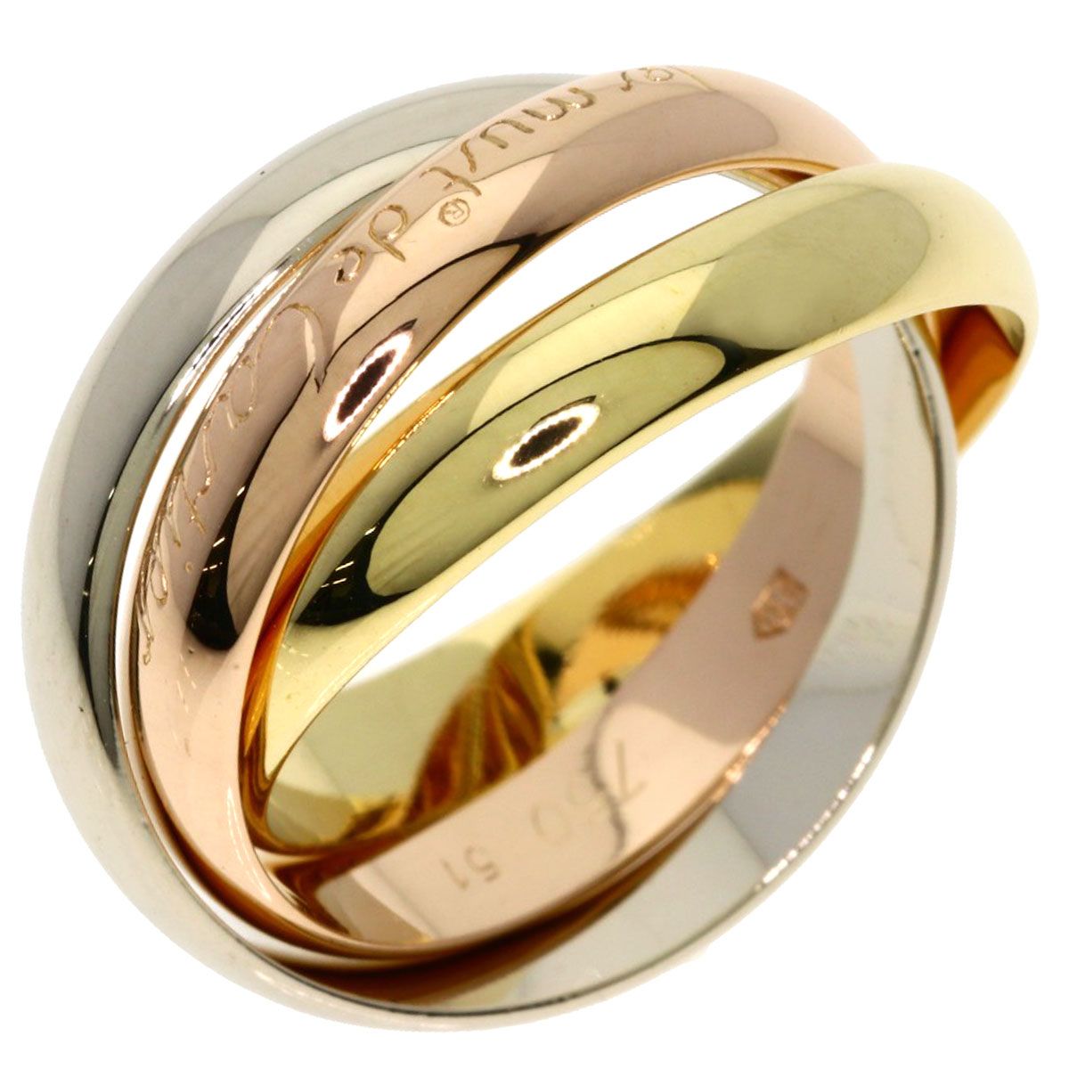 Cartier Trinity 51 Ring 18k Yellow Gold 18k Pink White — view 2