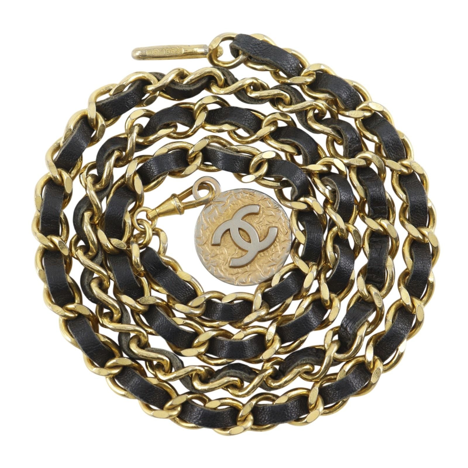 Chanel Che CC Logo Vintage Leather Black LadyBelt Belt — view 3