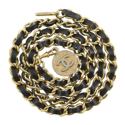 Chanel Che CC Logo Vintage Leather Black LadyBelt Belt — view 3