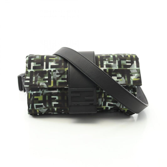 Fendi Black Green Nylon Leather