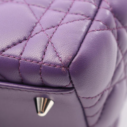 Dior Dio Handbag Ladydio Purple Leather Cannage 2-Way Tote — view 7