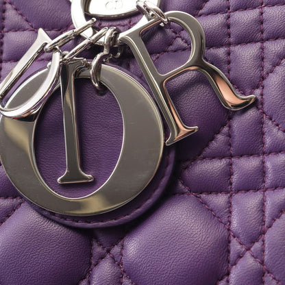 Dior Dio Handbag Ladydio Purple Leather Cannage 2-Way Tote — view 8