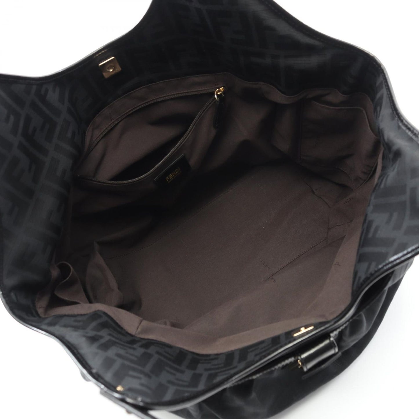 Fendi Tote Black Canvas Leather Sleda — view 3