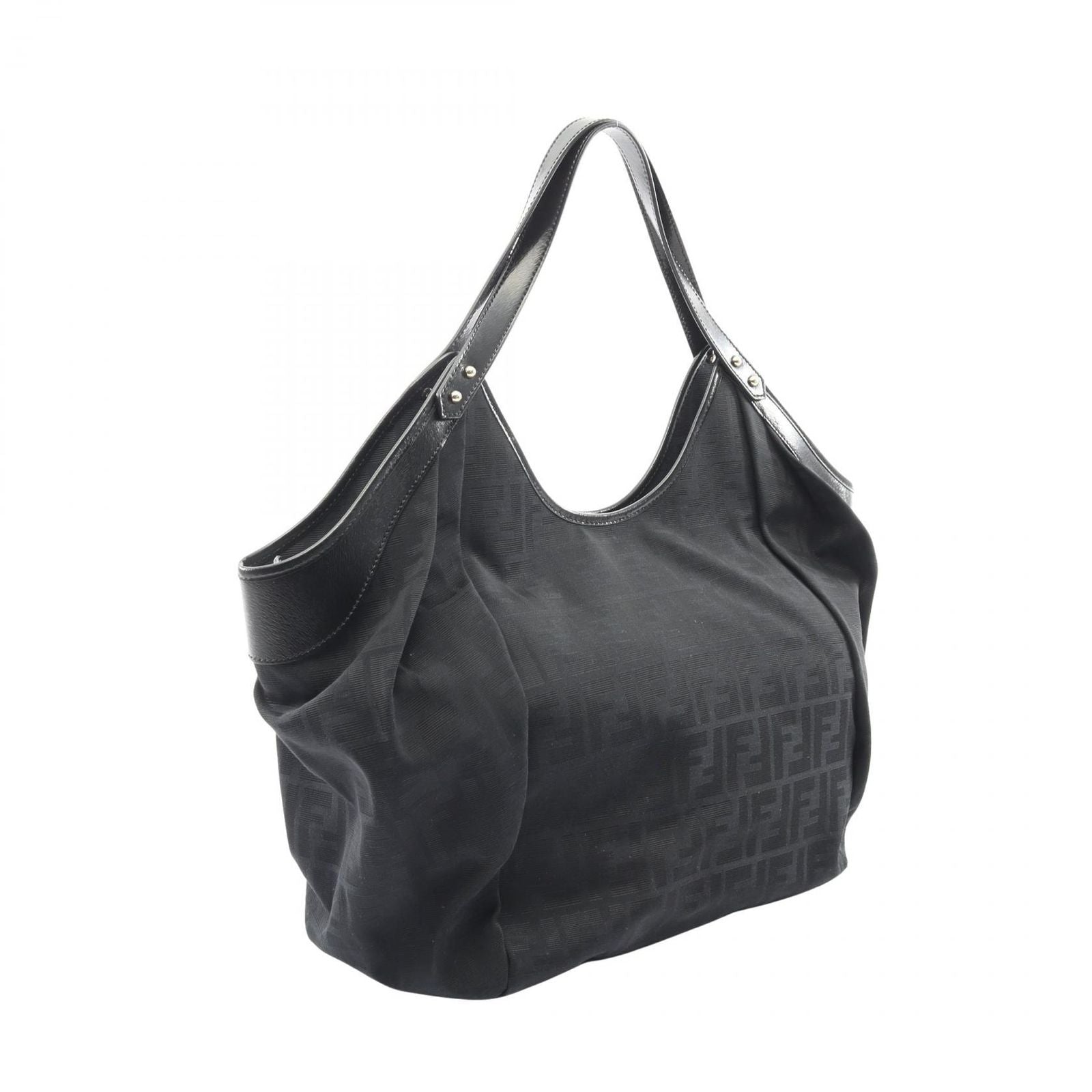 Fendi Tote Black Canvas Leather Sleda — view 2