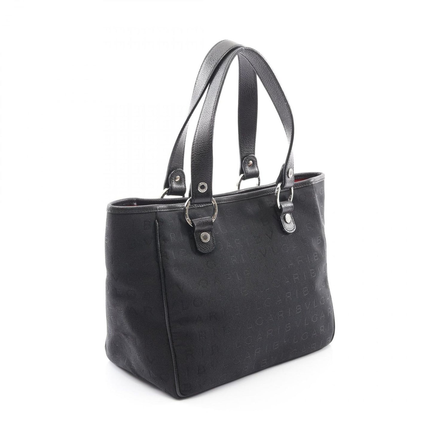 Bvlgari Handbag Logo Mania Black Canvas Leather — view 2