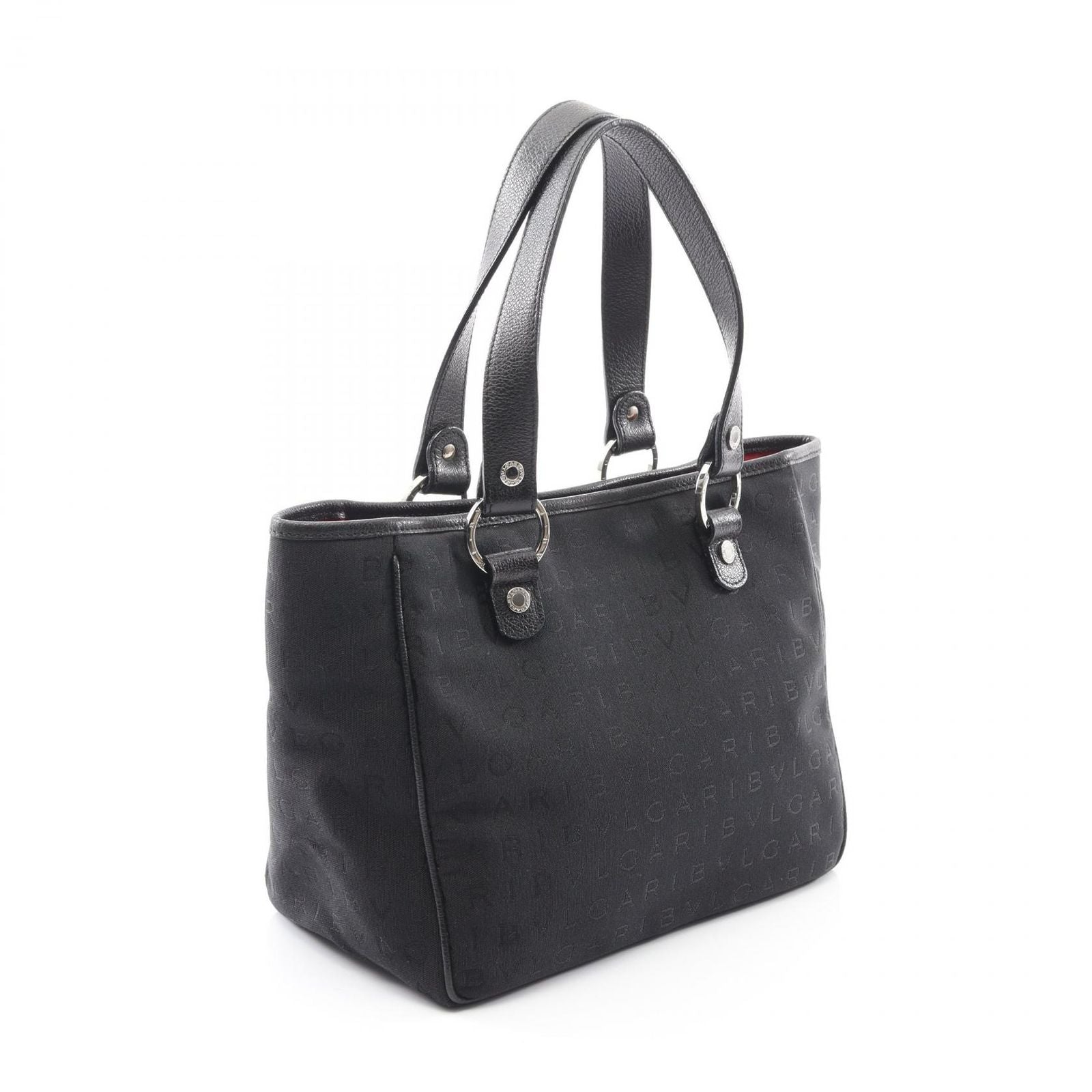 Bvlgari Handbag Logo Mania Black Canvas Leather — view 2