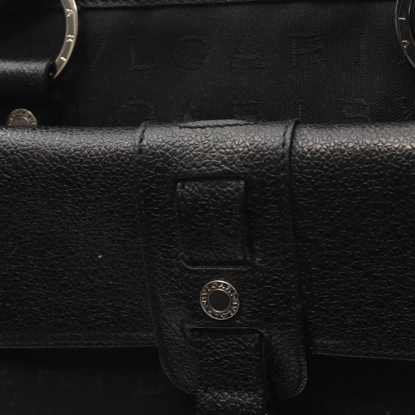 Bvlgari Handbag Logo Mania Black Canvas Leather — view 8
