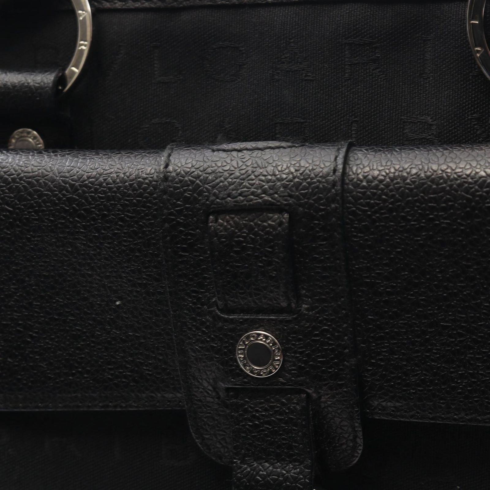 Bvlgari Handbag Logo Mania Black Canvas Leather — view 8