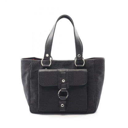 Bvlgari Handbag Logo Mania Black Canvas Leather