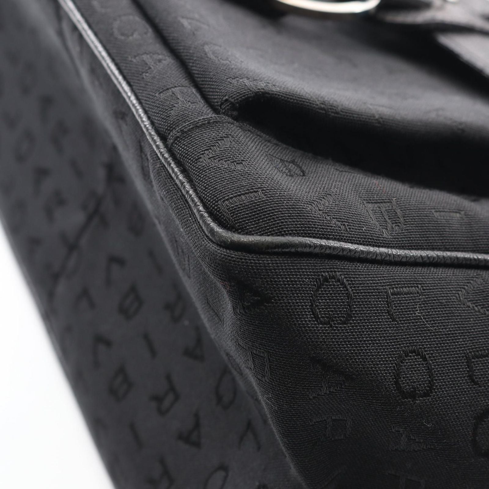 Bvlgari Handbag Logo Mania Black Canvas Leather — view 5