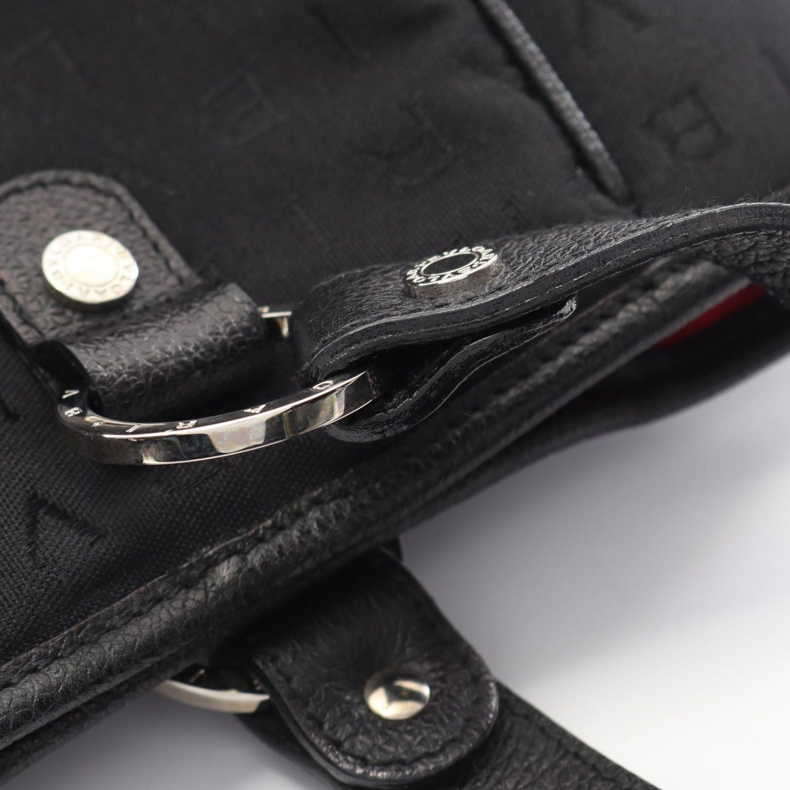 Bvlgari Handbag Logo Mania Black Canvas Leather — view 7