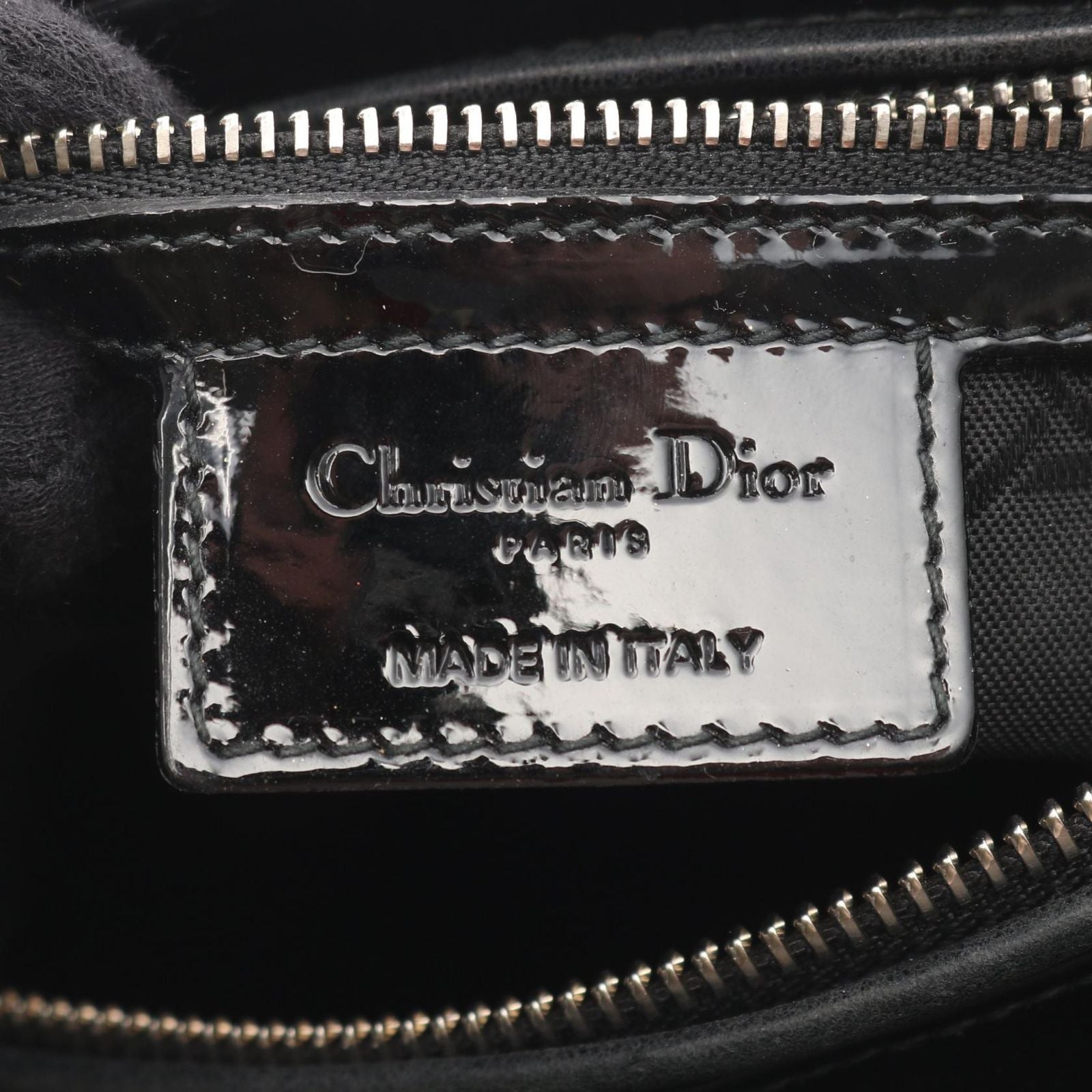 Dior Dio Handbag Ladydio Cannage Black Patent Leather 2-Way Tote — view 4