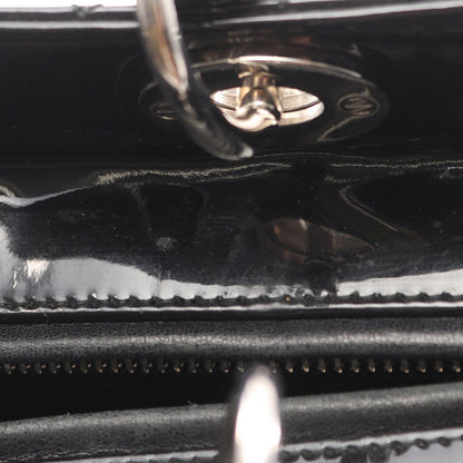 Dior Dio Handbag Ladydio Cannage Black Patent Leather 2-Way Tote — view 6