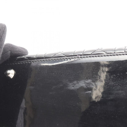 Dior Dio Handbag Ladydio Cannage Black Patent Leather 2-Way Tote — view 8