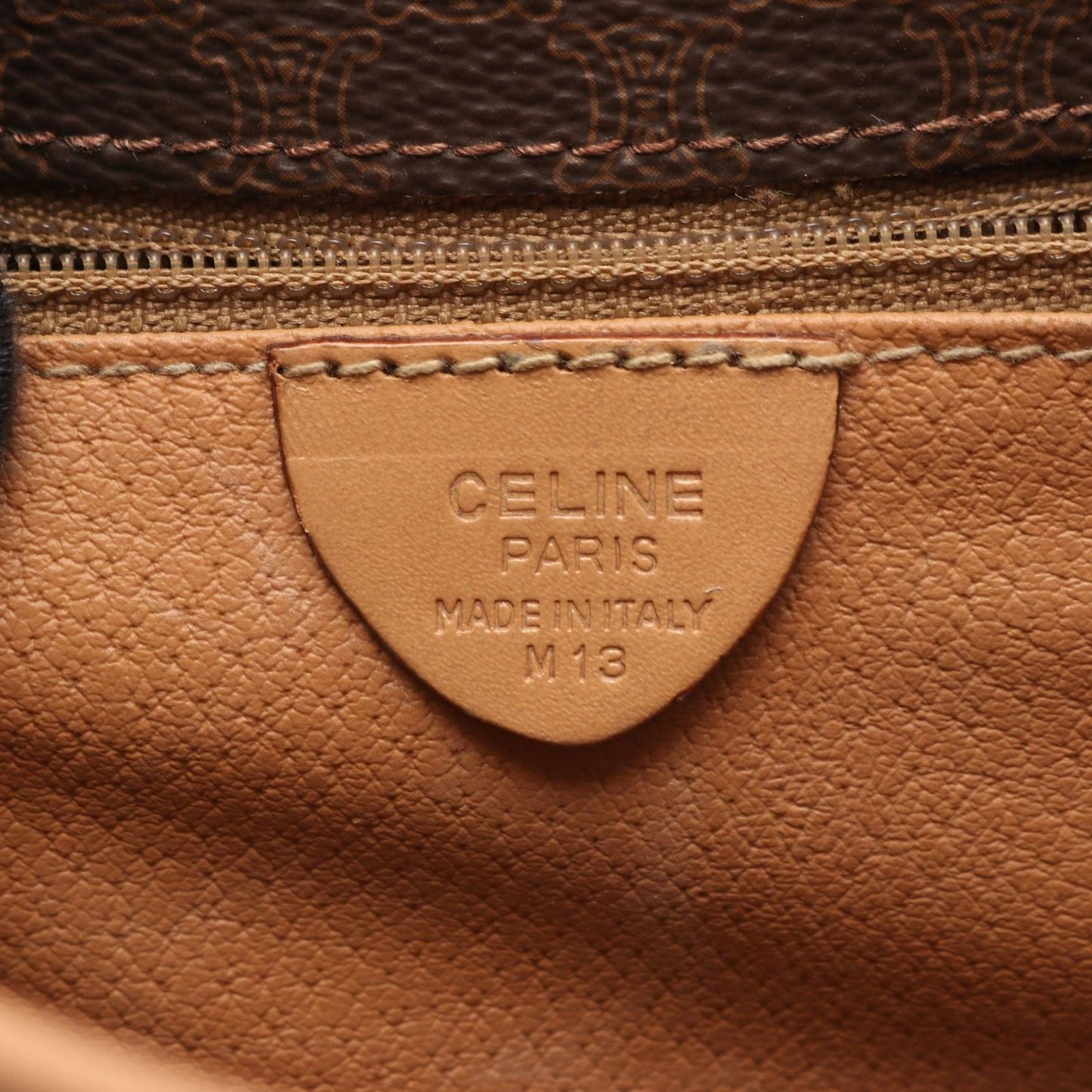 Celine Shoulder Bag Macadam Dark Brown Canvas Leather — view 4