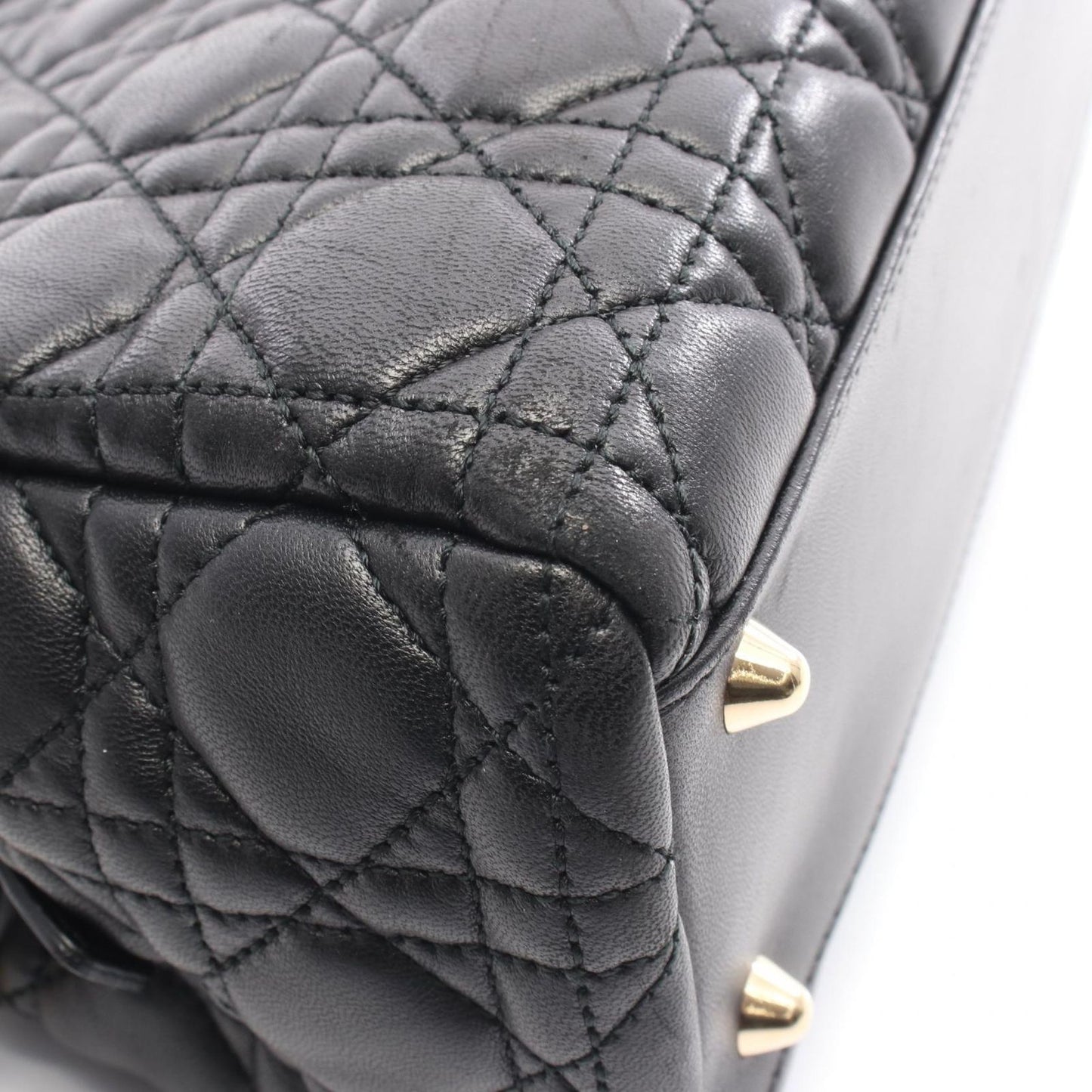 Dior Dio Tote Ladydio Cannage Black Leather Che — view 6
