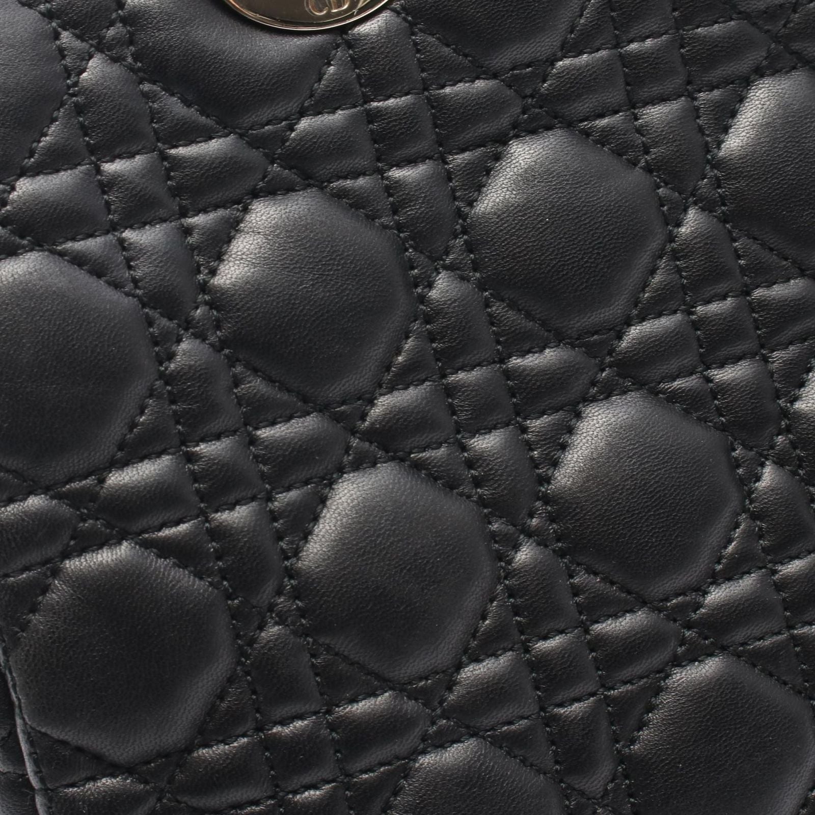 Dior Dio Tote Ladydio Cannage Black Leather Che — view 5