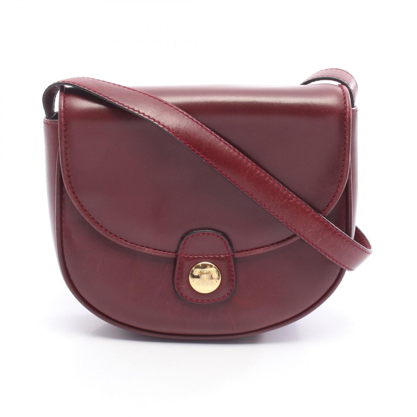 Celine Seri Shoulder Bag Triomphe Bordeaux Leather
