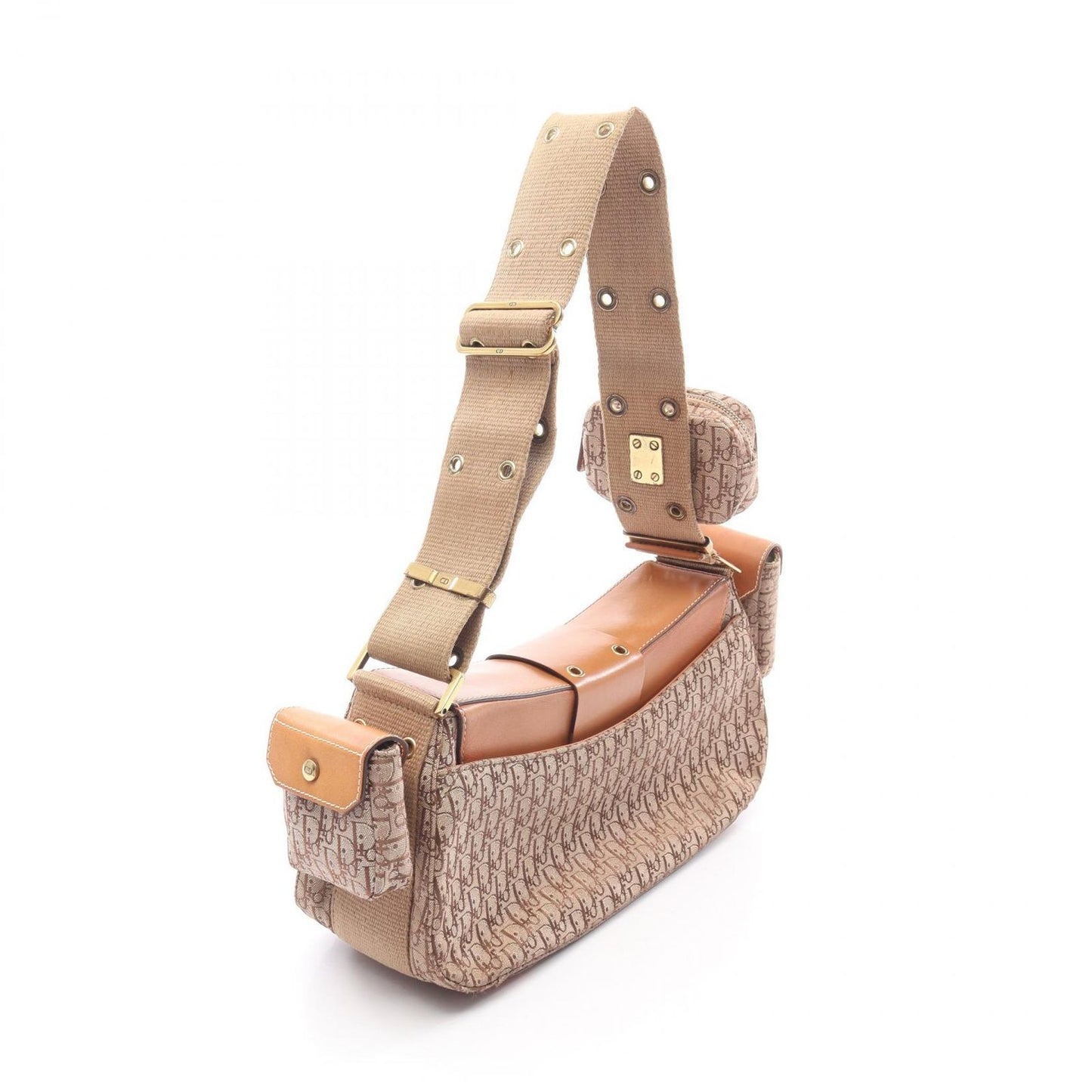 Dior Dio Shoulder Bag tosnine Tobta Beige Canvas Leather — view 2