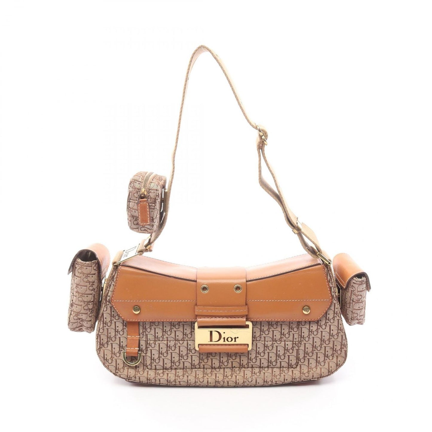 Dior Dio Shoulder Bag tosnine Tobta Beige Canvas Leather