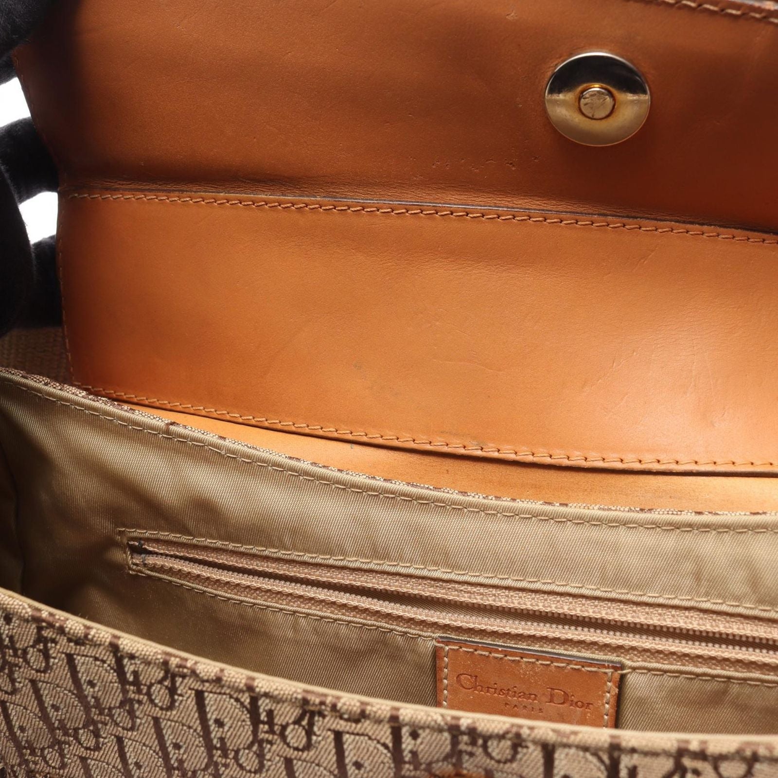 Dior Dio Shoulder Bag tosnine Tobta Beige Canvas Leather — view 8