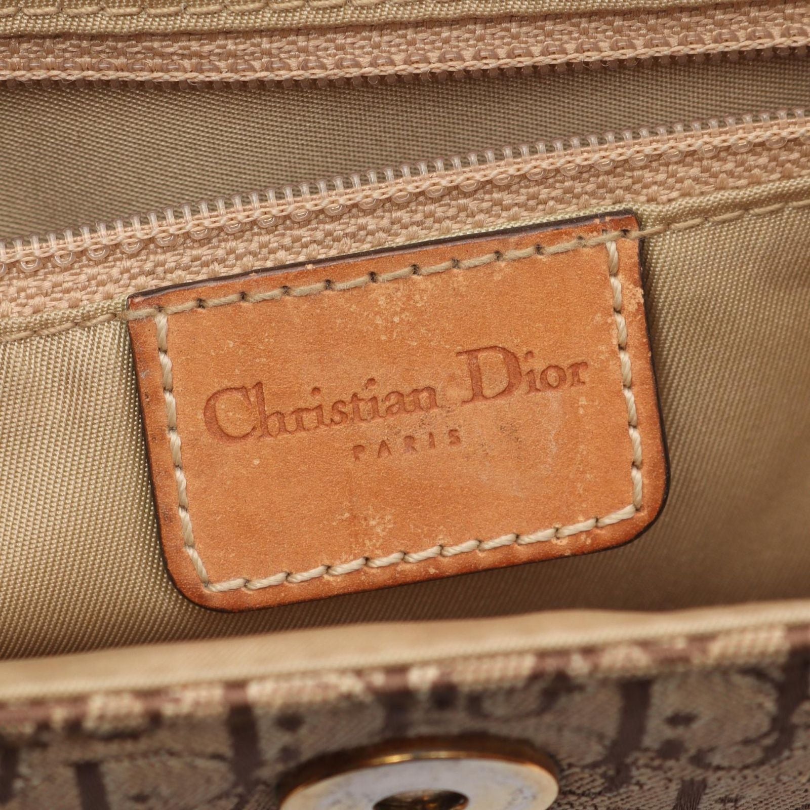 Dior Dio Shoulder Bag tosnine Tobta Beige Canvas Leather — view 4