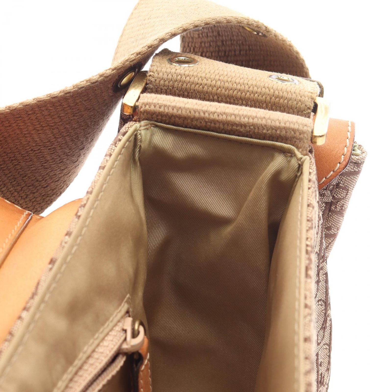 Dior Dio Shoulder Bag tosnine Tobta Beige Canvas Leather — view 7