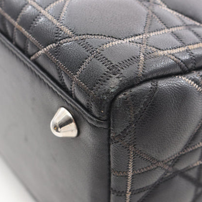 Dior Dio Handbag Ladydio Cannage Black Leather 2-Way Tote — view 5