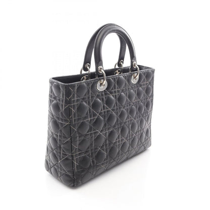 Dior Dio Handbag Ladydio Cannage Black Leather 2-Way Tote — view 2
