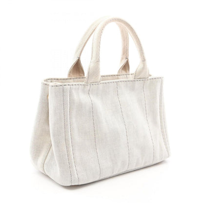 Prada Lada Tote Canapa White Black Denim 2-Way — view 2