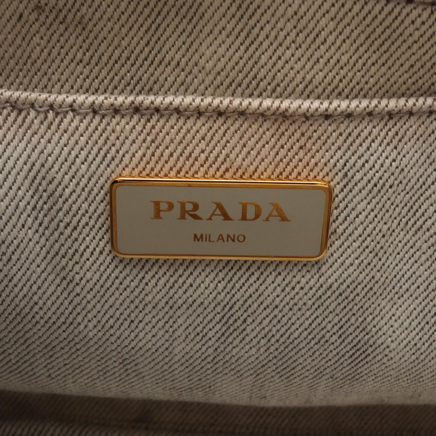 Prada Lada Tote Canapa White Black Denim 2-Way — view 4