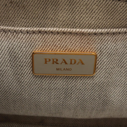 Prada Lada Tote Canapa White Black Denim 2-Way — view 4