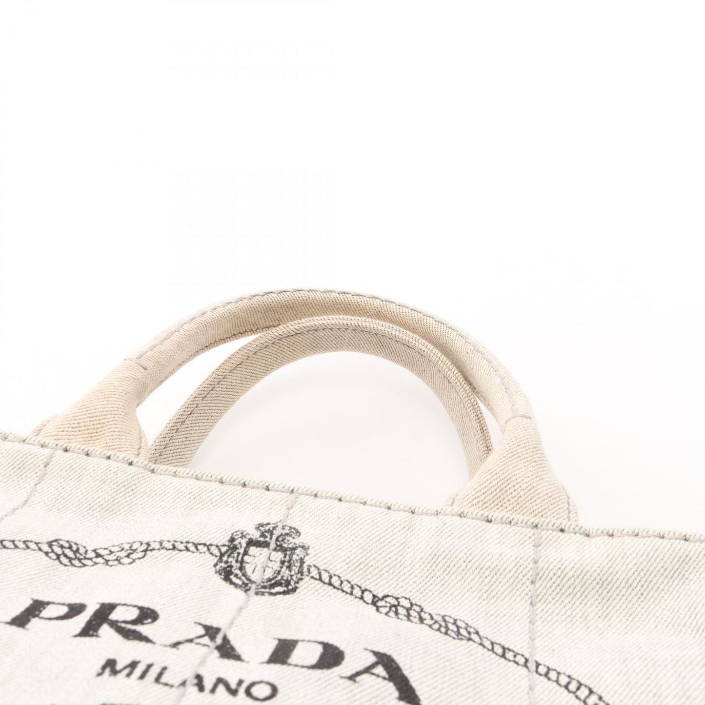 Prada Lada Tote Canapa White Black Denim 2-Way — view 6