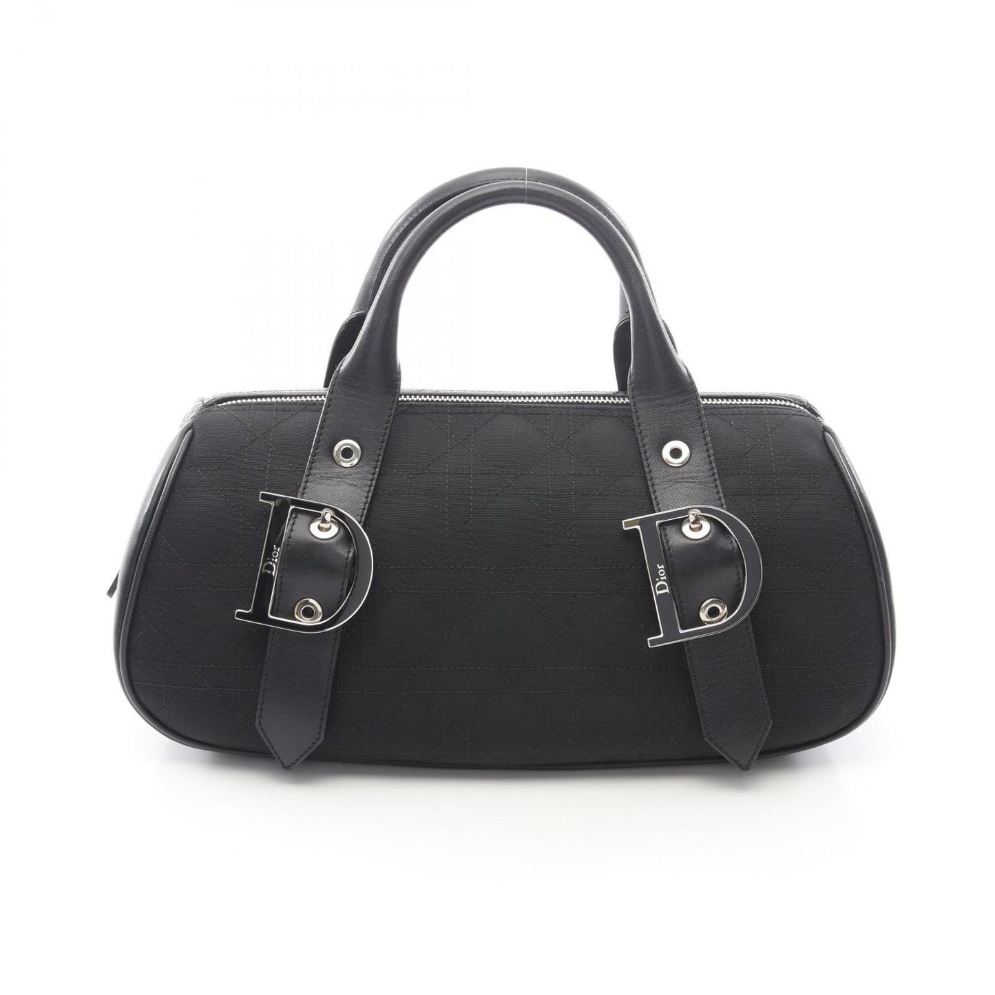 Dior Dio Tote Cannage Ma Nineto Black Canvas Leather Buckle