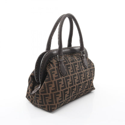 Fendi Handbag Black Brown Canvas Leather — view 2