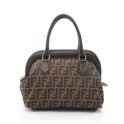 Fendi Handbag Black Brown Canvas Leather