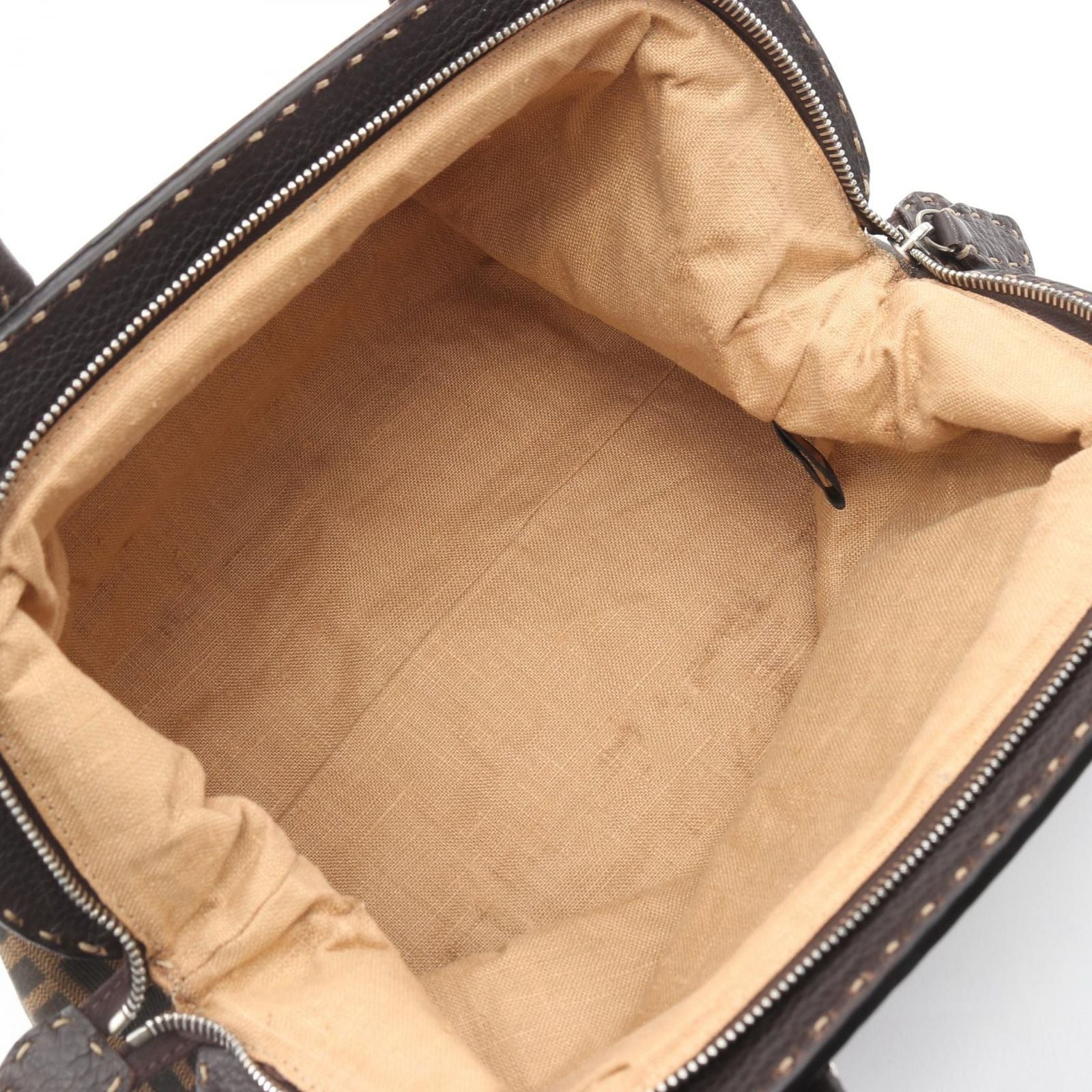 Fendi Handbag Black Brown Canvas Leather — view 3