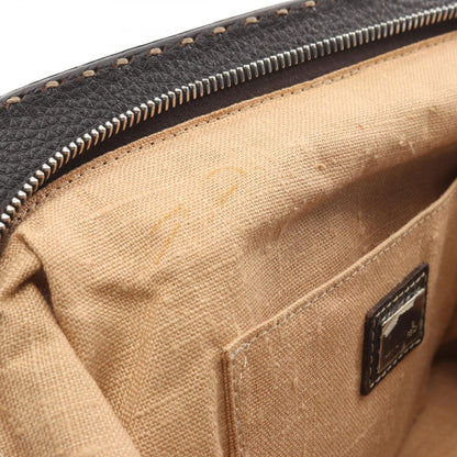 Fendi Handbag Black Brown Canvas Leather — view 8