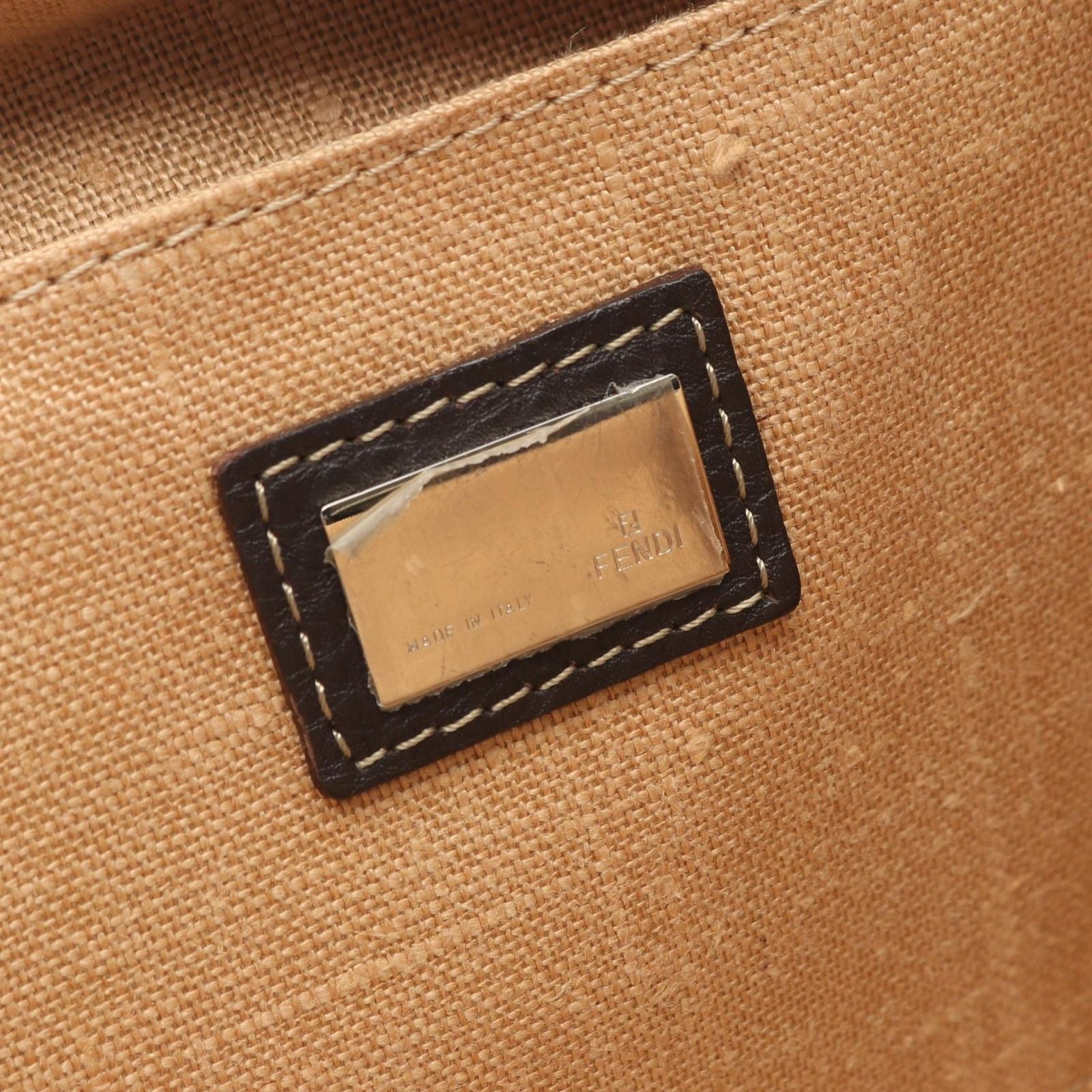 Fendi Handbag Black Brown Canvas Leather — view 4