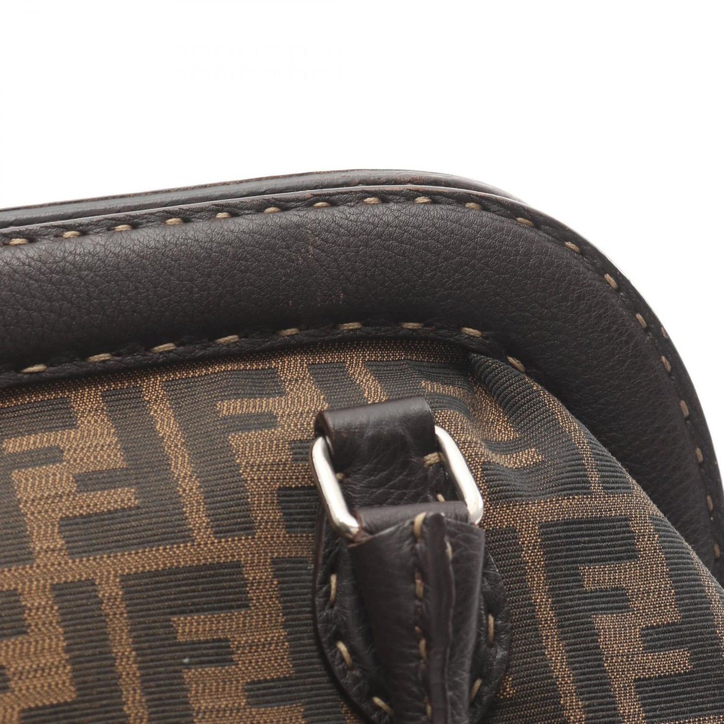 Fendi Handbag Black Brown Canvas Leather — view 7