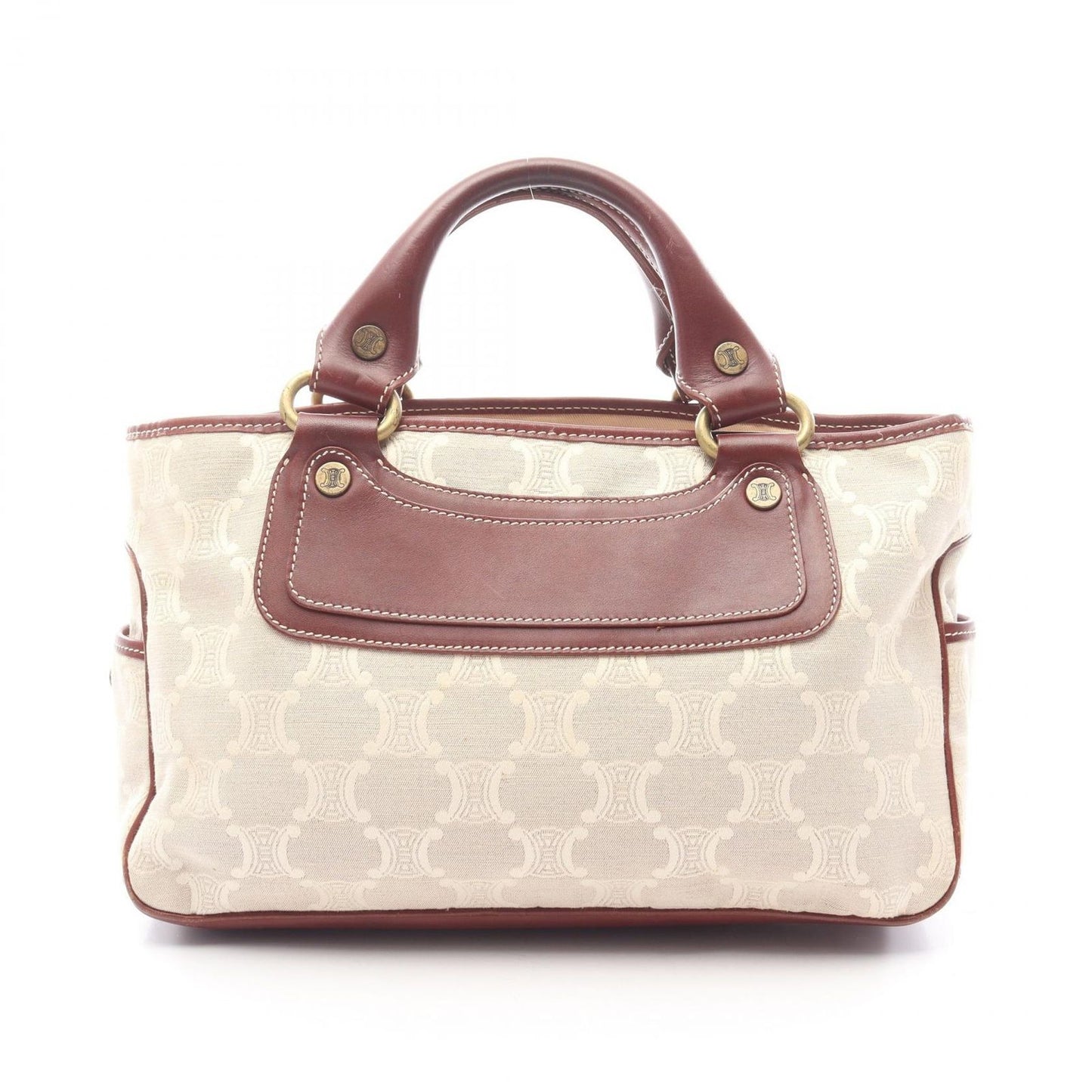 Celine Seri Handbag Beige Brown Canvas Leather