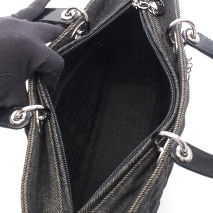 Dior Dio Handbag Ladydio Cannage Denim Black 2-Way Tote — view 3