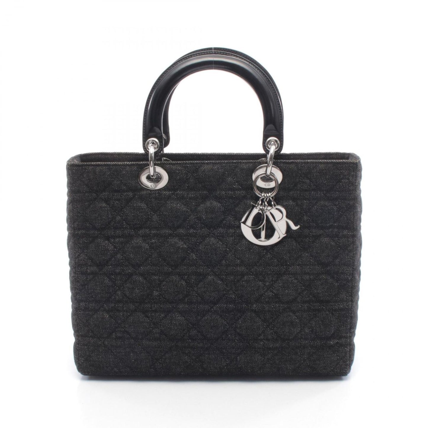 Dior Dio Handbag Ladydio Cannage Denim Black 2-Way Tote